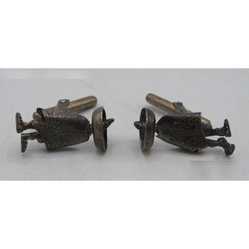 Vintage Peruvian Sterling Silver Tumi Figural Cufflinks South American 925